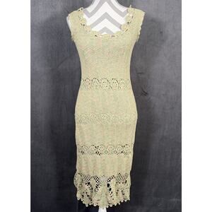 Vintage Kroshetta by Papillion Green & Pink Lined Maxi Dress Size XS Bnfts Chrty